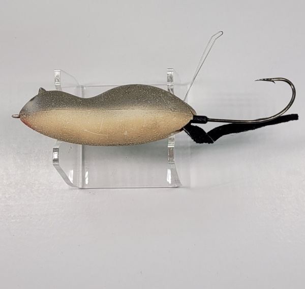 Vintage Fishing Lure. Heddon Zara Mouse. Gray and white. 4000